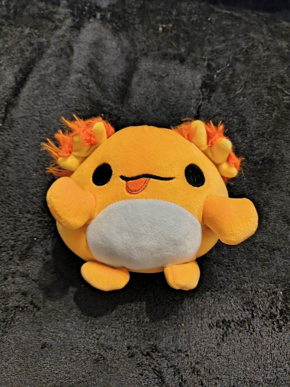 Plush Orange Axolotl Stuffed Animal Toy - Cute Round Plush
